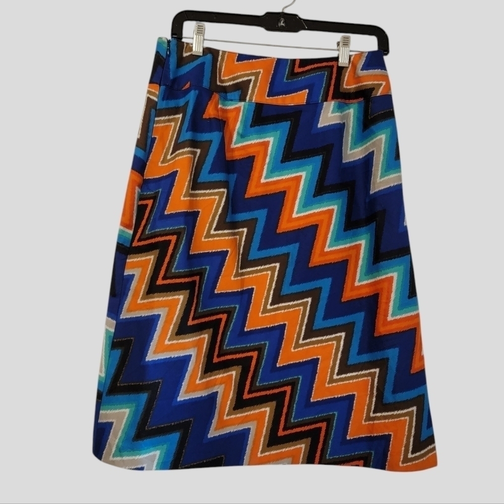 East 5th Women's sz 8 Orange Blue Skirt Pencil Office Stretch